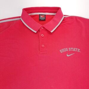 Nike Team Ohio State Polo Shirt Mens XXL Scarlet Red‎ and Gray Embroidered